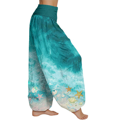 Mythstone Vast Ocean Pattern Women's Elastic Waist Harem Pants