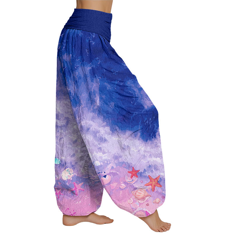 Mythstone Vast Ocean Pattern Women's Elastic Waist Harem Pants