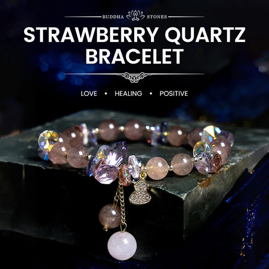 Mythstone Strawberry Quartz Crystal Gourd Positive Bracelet