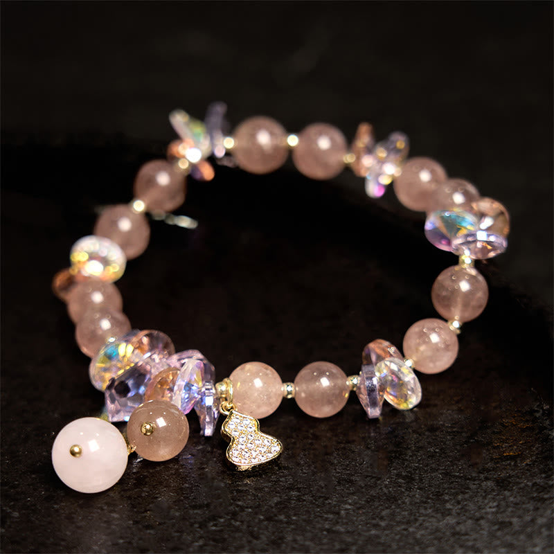 Mythstone Strawberry Quartz Crystal Gourd Positive Bracelet