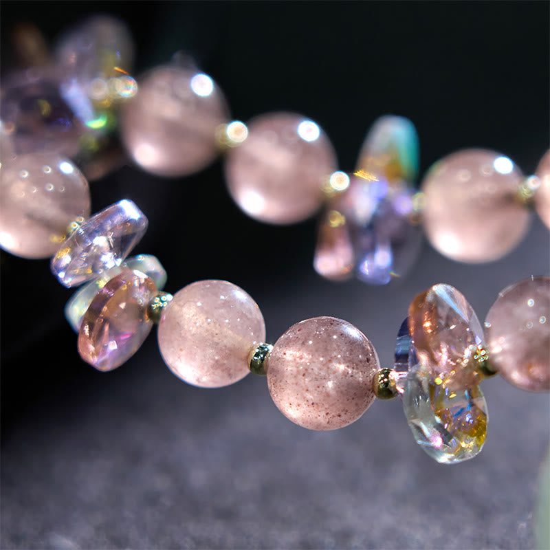 Mythstone Strawberry Quartz Crystal Gourd Positive Bracelet