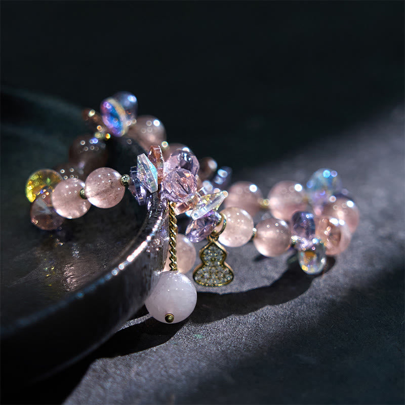 Mythstone Strawberry Quartz Crystal Gourd Positive Bracelet