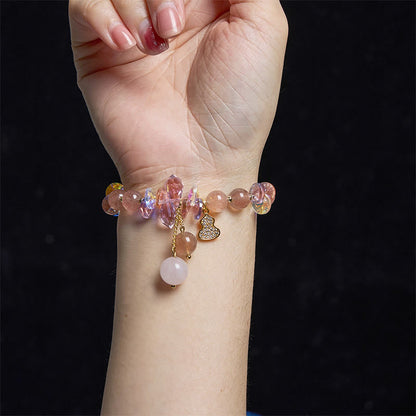 Mythstone Strawberry Quartz Crystal Gourd Positive Bracelet