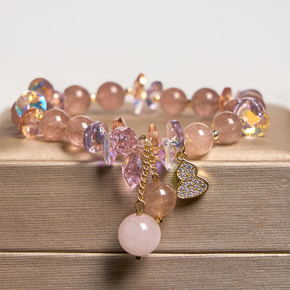 Mythstone Strawberry Quartz Crystal Gourd Positive Bracelet