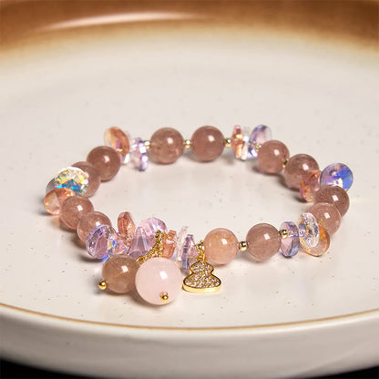 Mythstone Strawberry Quartz Crystal Gourd Positive Bracelet