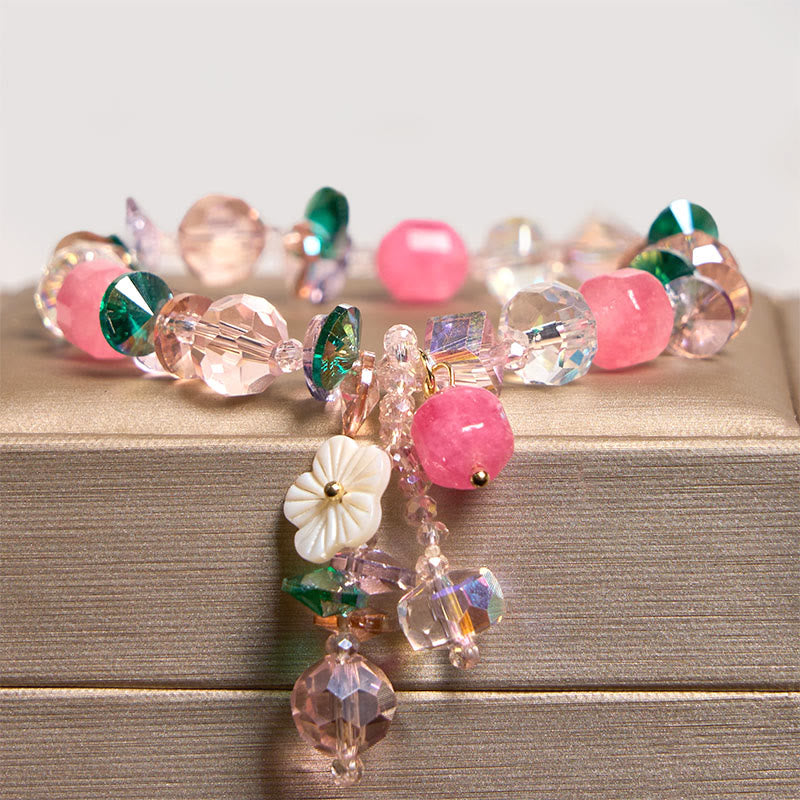 Mythstone Pink Crystal Green Crystal White Crystal Flower Warmth Bracelet