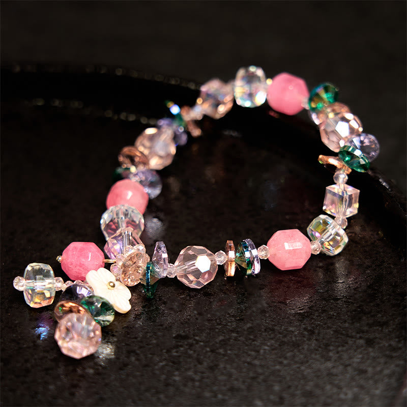 Mythstone Pink Crystal Green Crystal White Crystal Flower Warmth Bracelet