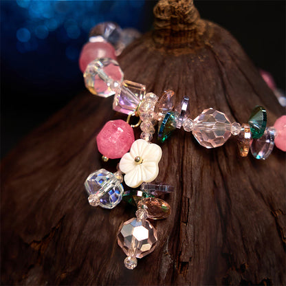 Mythstone Pink Crystal Green Crystal White Crystal Flower Warmth Bracelet