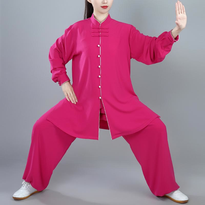 Mythstone 2Pcs Fall Solid Color Frog-Button Tai Chi Meditation Qigong Zen Practice Unisex Cotton Clothing Set