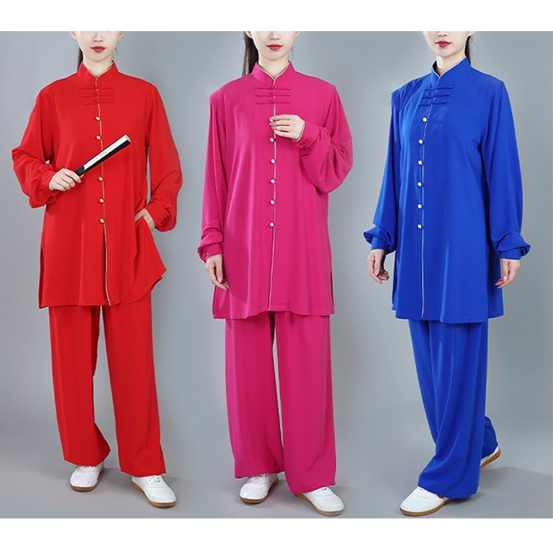 Mythstone 2Pcs Fall Solid Color Frog-Button Tai Chi Meditation Qigong Zen Practice Unisex Cotton Clothing Set