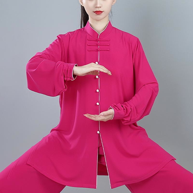 Mythstone 2Pcs Fall Solid Color Frog-Button Tai Chi Meditation Qigong Zen Practice Unisex Cotton Clothing Set