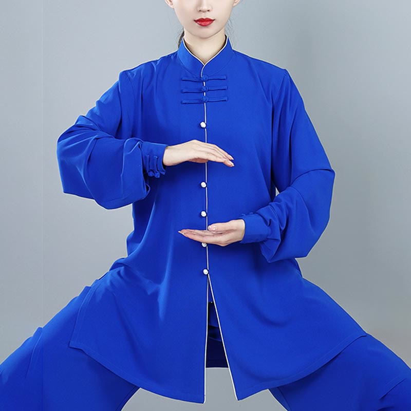 Mythstone 2Pcs Fall Solid Color Frog-Button Tai Chi Meditation Qigong Zen Practice Unisex Cotton Clothing Set