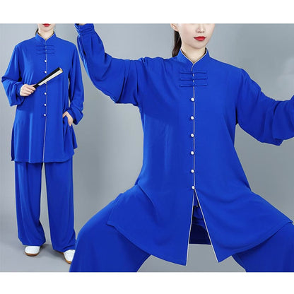 Mythstone 2Pcs Fall Solid Color Frog-Button Tai Chi Meditation Qigong Zen Practice Unisex Cotton Clothing Set