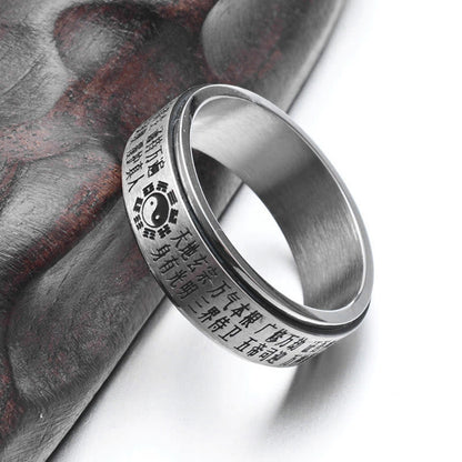 Mythstone Bagua Yin Yang Titanium Steel Balance Rotatable Ring