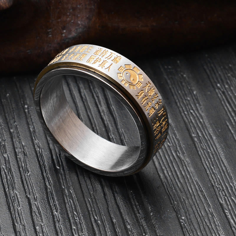 Mythstone Bagua Yin Yang Titanium Steel Balance Rotatable Ring