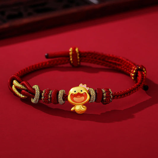 Mythstone Red String 925 Sterling Silver Year of the Snake Cute Crown Snake Strength Bracelet