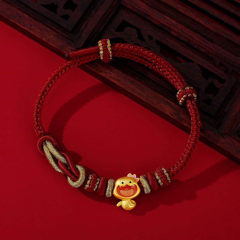 Mythstone Red String 925 Sterling Silver Year of the Snake Cute Crown Snake Strength Bracelet