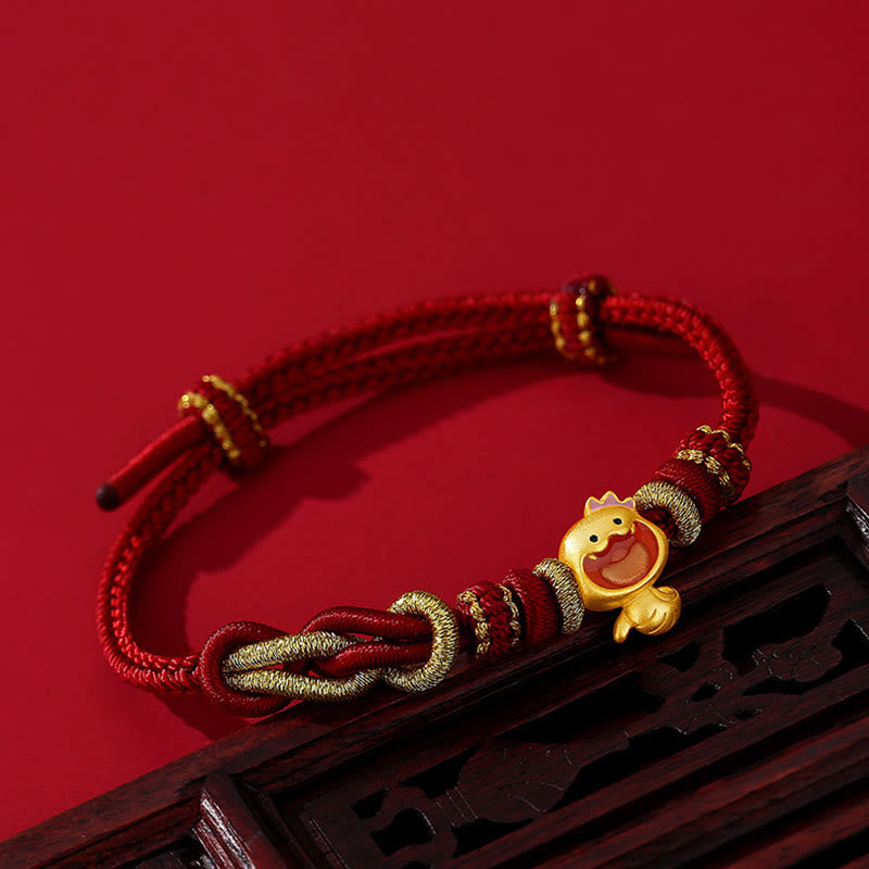 Mythstone Red String 925 Sterling Silver Year of the Snake Cute Crown Snake Strength Bracelet