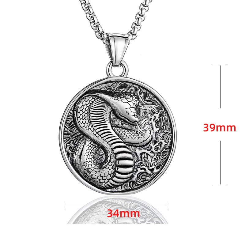 Mythstone Titanium Steel Year Of The Snake Balance Necklace Pendant