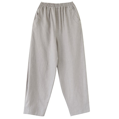 Pantalones de lino y ramio con cintura elástica y bolsillos para hombre de Mythstone 