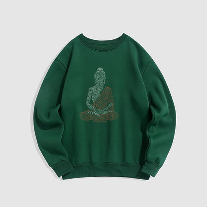 Mythstone Meditating Buddha Let That Shit Go Fleece Lined Sweatshirt