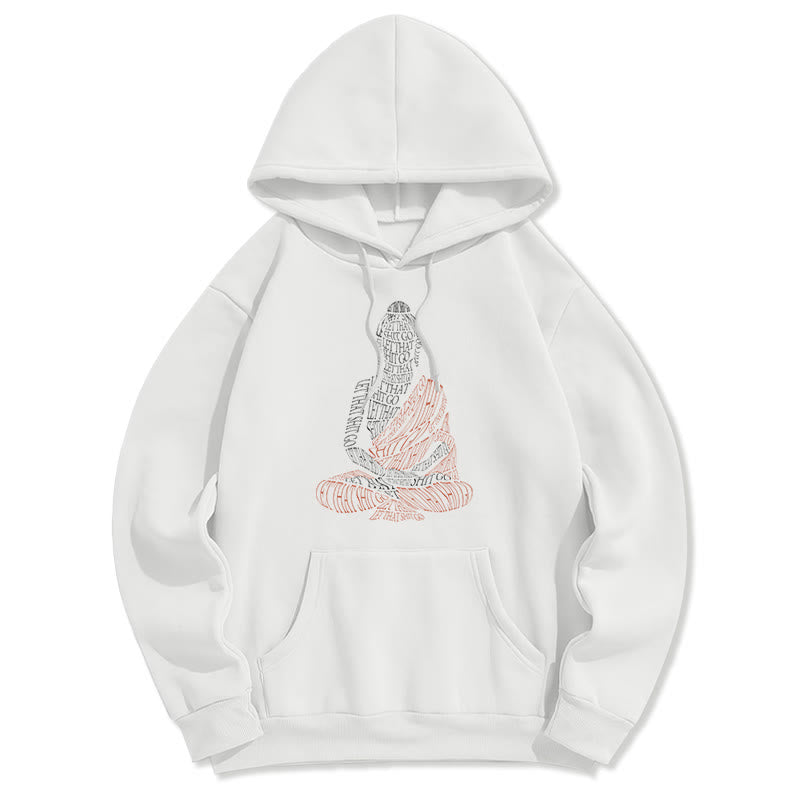 Mythstone Meditating Buddha Let That Shit Go Pattern Fleece Lined Hoodie