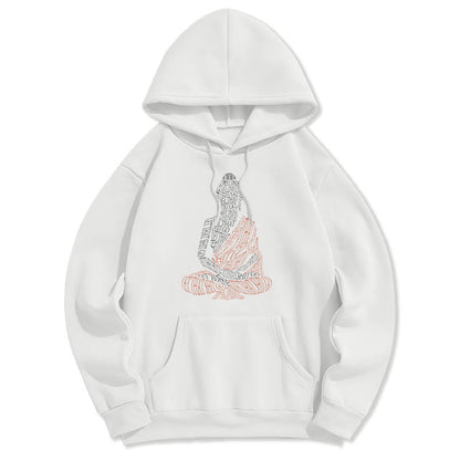 Mythstone Meditating Buddha Let That Shit Go Pattern Fleece Lined Hoodie