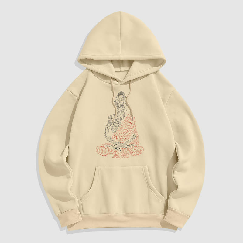 Mythstone Meditating Buddha Let That Shit Go Pattern Fleece Lined Hoodie