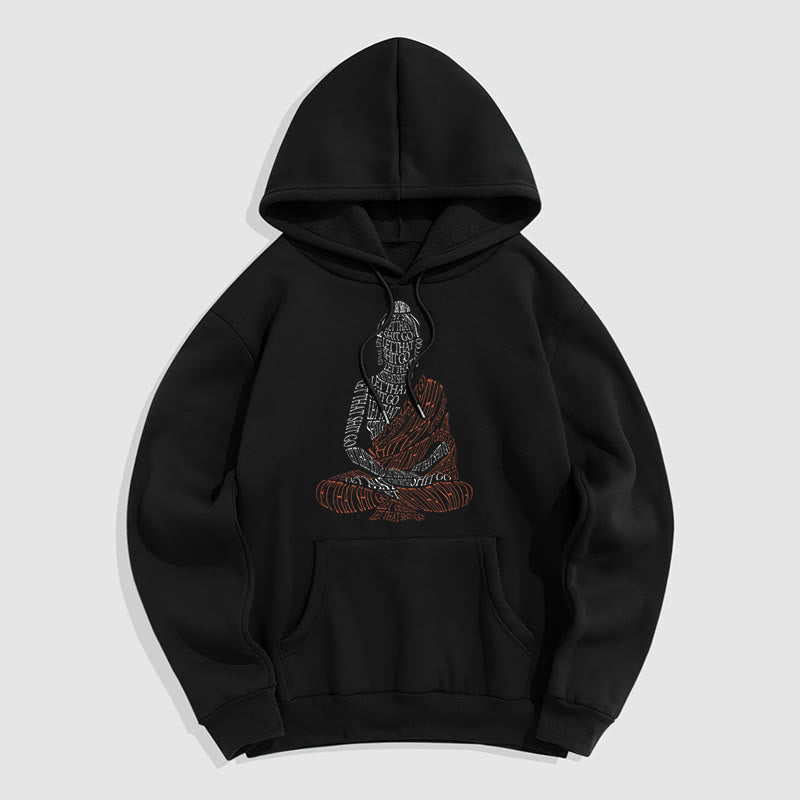 Mythstone Meditating Buddha Let That Shit Go Pattern Fleece Lined Hoodie