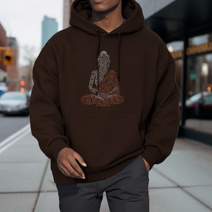 Mythstone Meditating Buddha Let That Shit Go Pattern Fleece Lined Hoodie