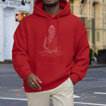 Mythstone Meditating Buddha Let That Shit Go Pattern Fleece Lined Hoodie