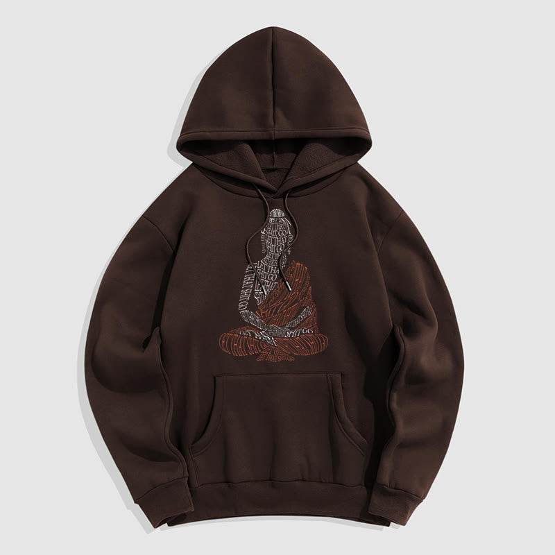 Mythstone Meditating Buddha Let That Shit Go Pattern Fleece Lined Hoodie