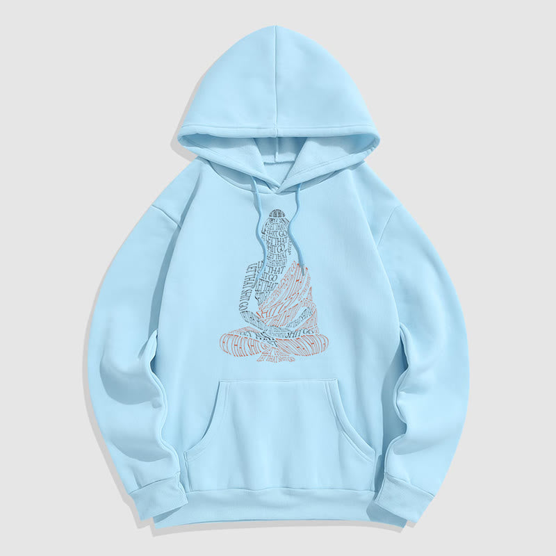 Mythstone Meditating Buddha Let That Shit Go Pattern Fleece Lined Hoodie