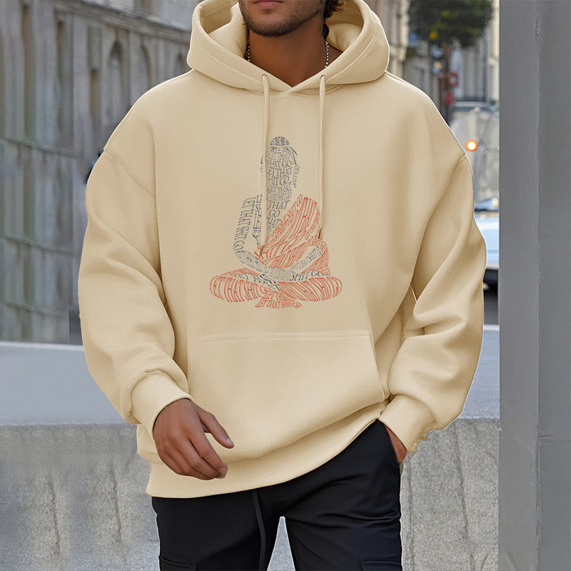 Mythstone Meditating Buddha Let That Shit Go Pattern Fleece Lined Hoodie