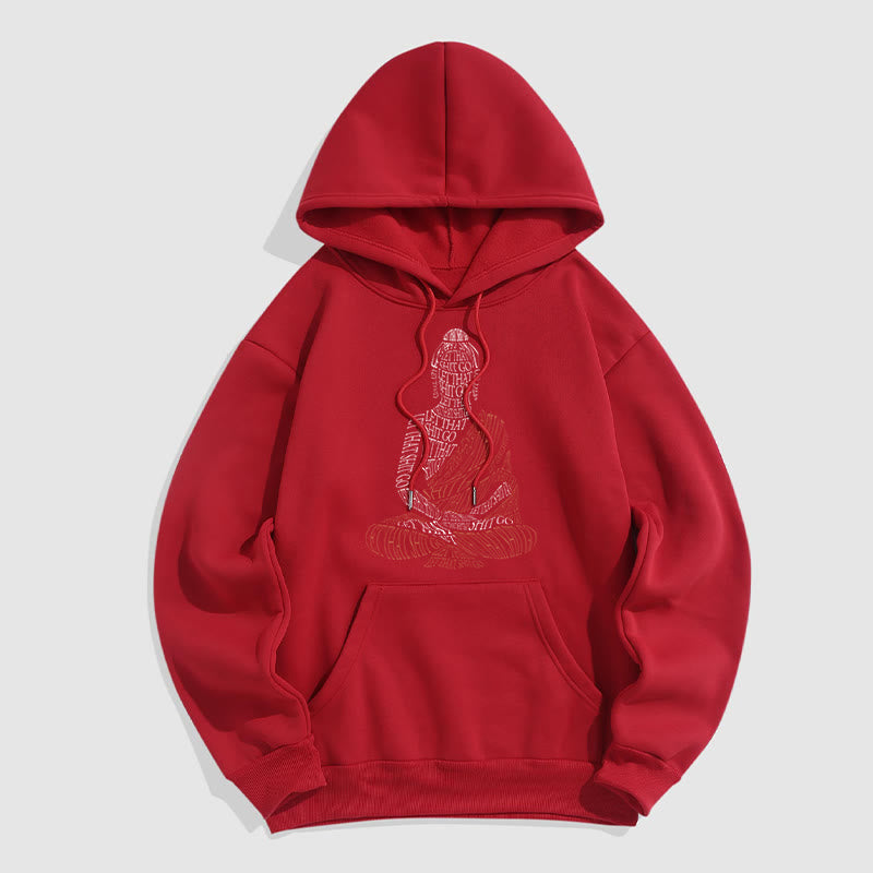 Mythstone Meditating Buddha Let That Shit Go Pattern Fleece Lined Hoodie