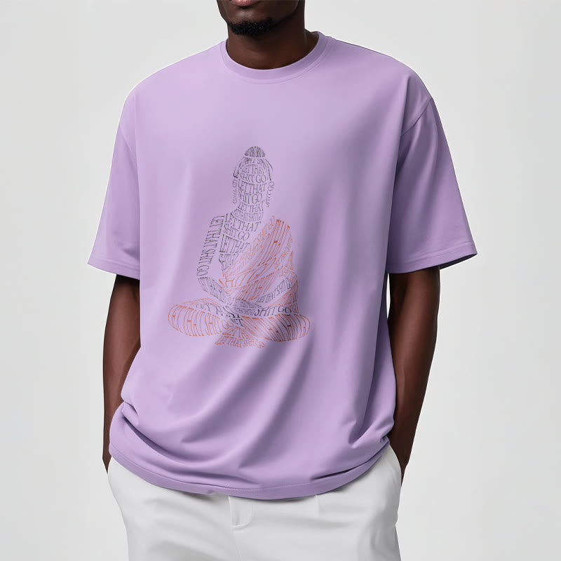 Mythstone Meditating Buddha Let That Shit Go Pattern Tee T-shirt