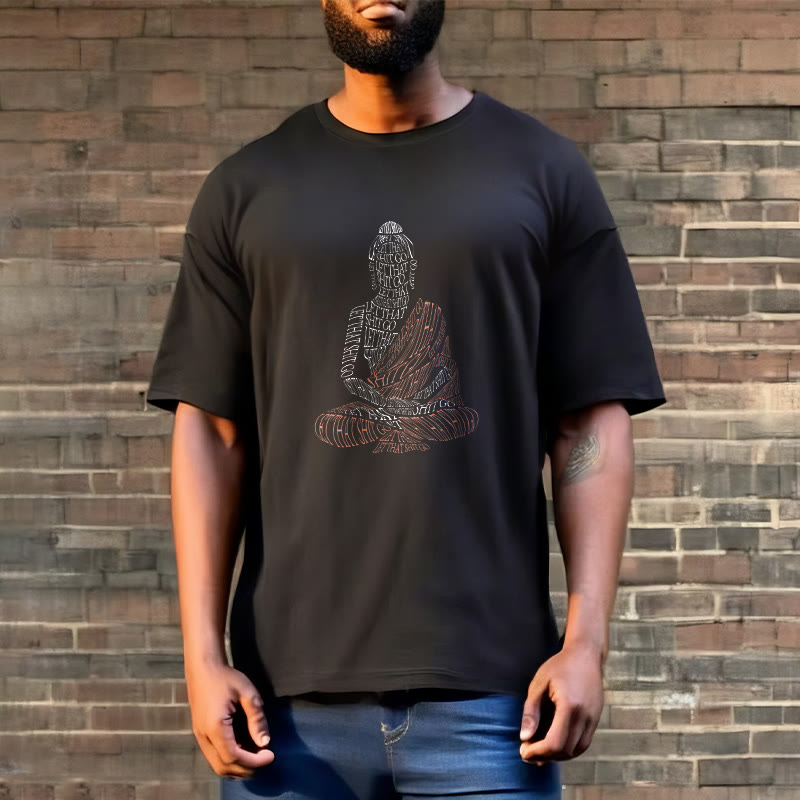 Mythstone Meditating Buddha Let That Shit Go Pattern Tee T-shirt