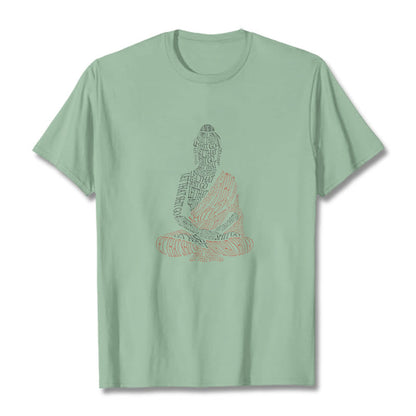 Mythstone Meditating Buddha Let That Shit Go Pattern Tee T-shirt