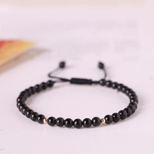 Mythstone Small Black Obsidian Beads Fulfillment Rope Bracelet