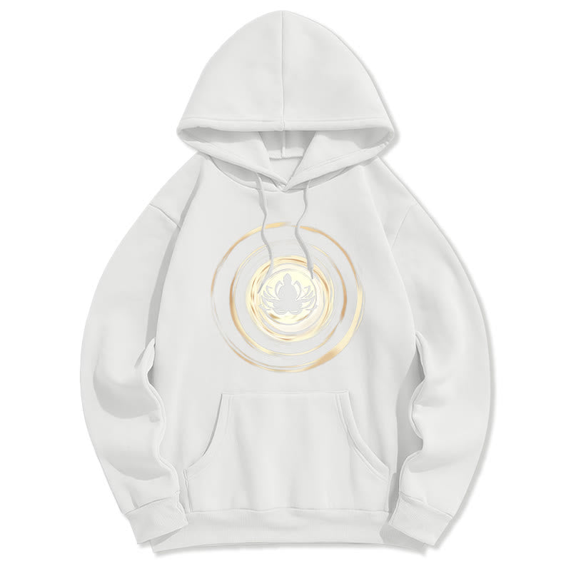 Mythstone Meditating Buddha Lotus Pattern Fleece Lined Hoodie