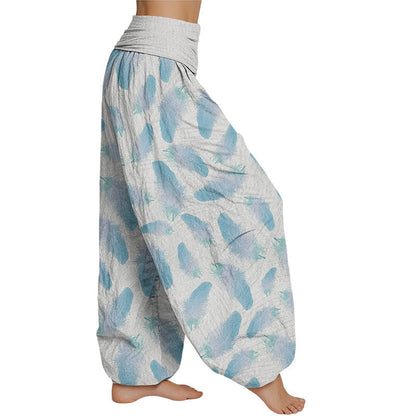 Mythstones  Casual Feathers Pattern Women's Elastic Waist Harem Pants