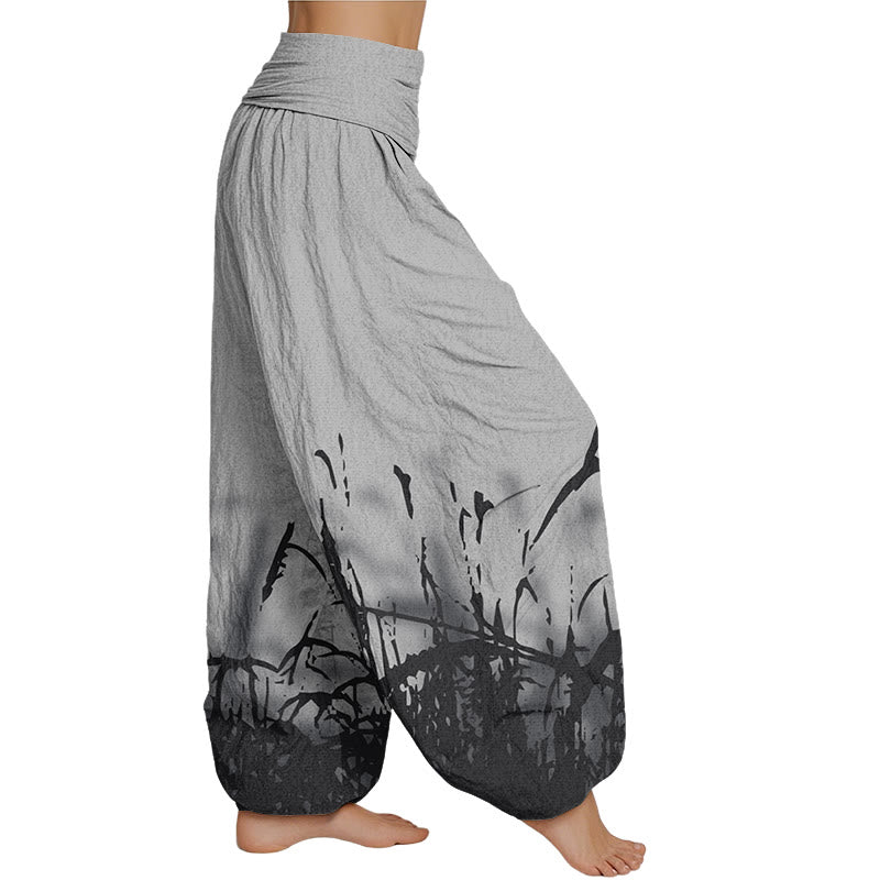 Mythstone Wild Grass Pattern Women's Elastic Waist Harem Pants