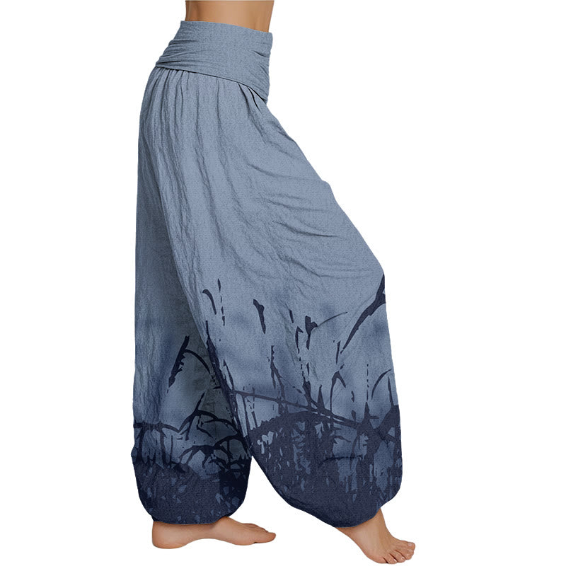 Mythstone Wild Grass Pattern Women's Elastic Waist Harem Pants