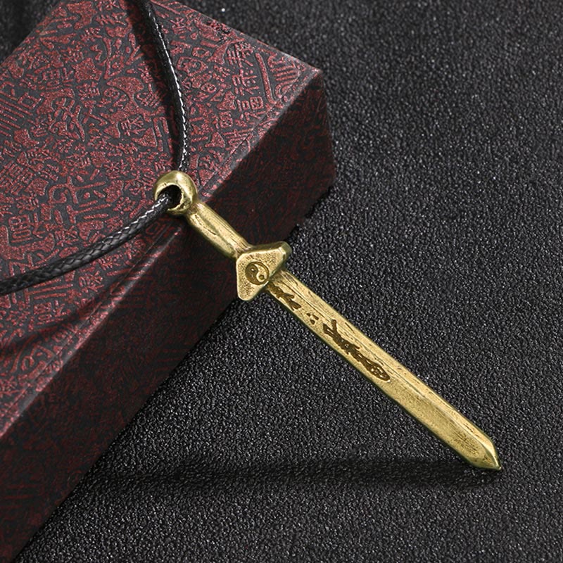 Mythstone Vintage Yin Yang Copper Sword Balance Necklace Pendant