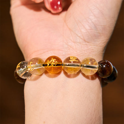 Mythstone Chinese Zodiac Tiger Eye White Crystal Courage Bracelet