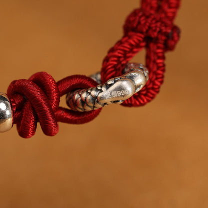 Pulsera de la suerte con hebilla de la paz del año del dragón en plata de ley 999 de Mythstone