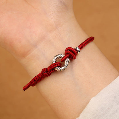 Pulsera de la suerte con hebilla de la paz del año del dragón en plata de ley 999 de Mythstone