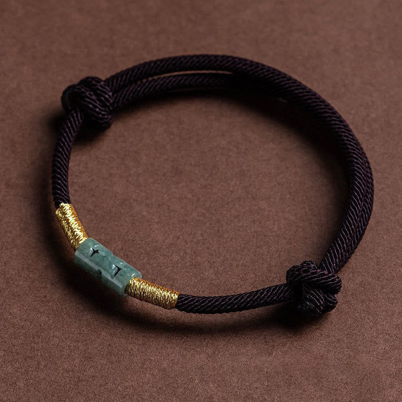 Pulsera de cuerda de jade con piedra de la suerte Mythstone