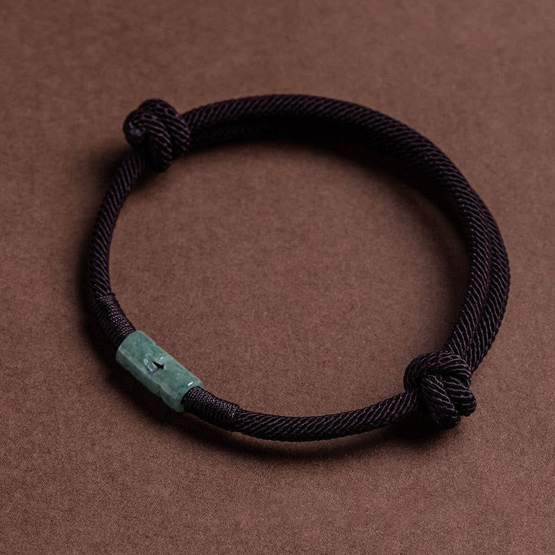 Pulsera de cuerda de jade con piedra de la suerte Mythstone