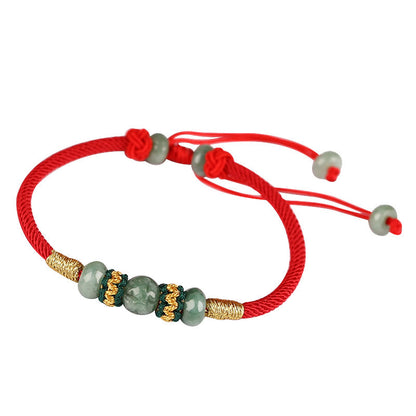 Mythstone Jade Abacus Bead Prosperity Red String Rope Bracelet